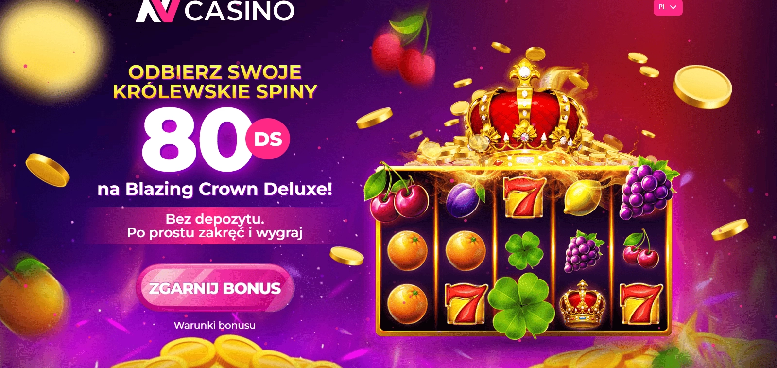NV Casino bonus: Zgarnij 80 FS na start